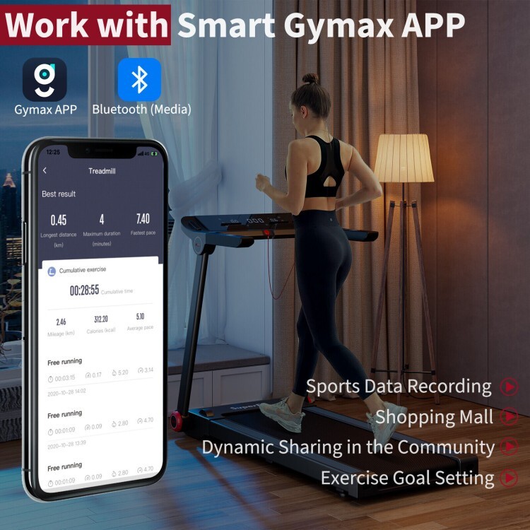 Electric 3.75HP Folding Treadmill Running Walking Home W/ 12 Program APP Control