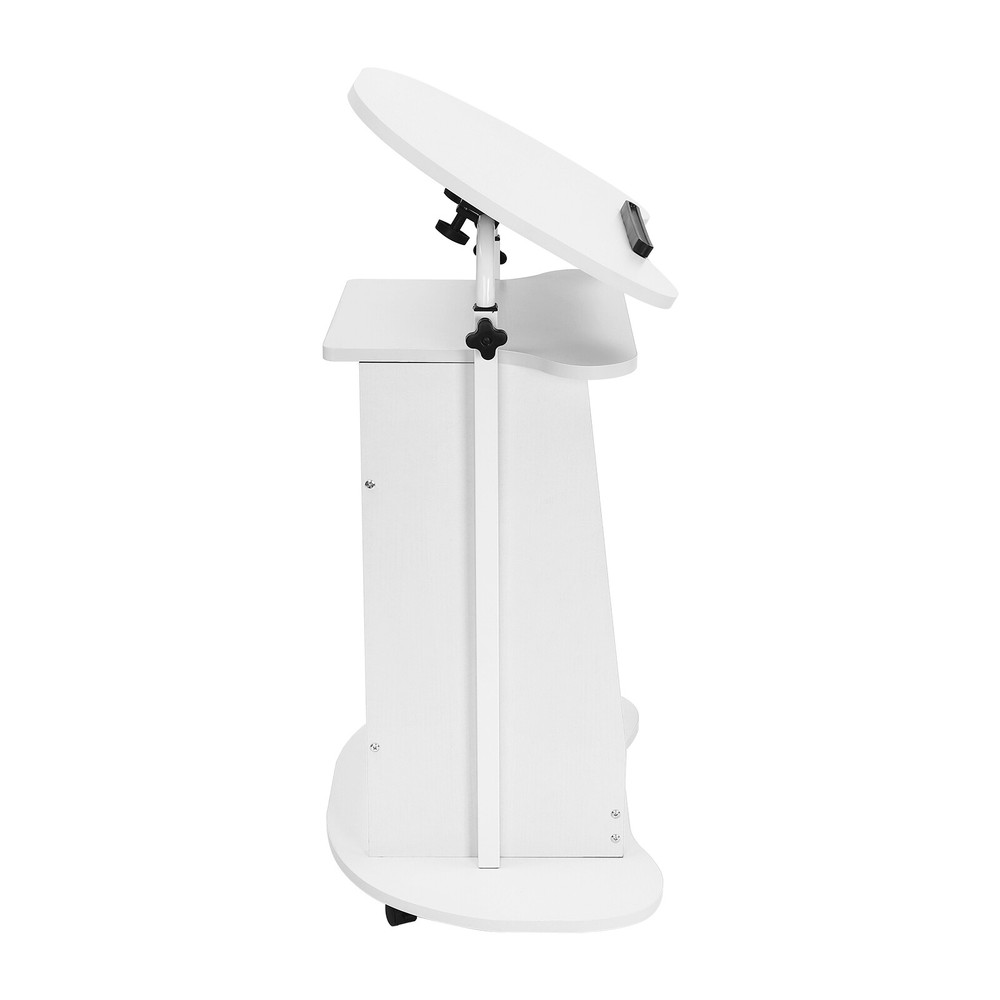 Rolling Lectern Podium Presentation Stand Church Pulpit w/ Storage Compartment