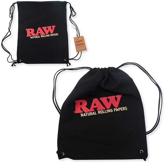 RAW Rolling Papers DRAWSTRING BAG BLACK LARGE SIZE 19" x 13"
