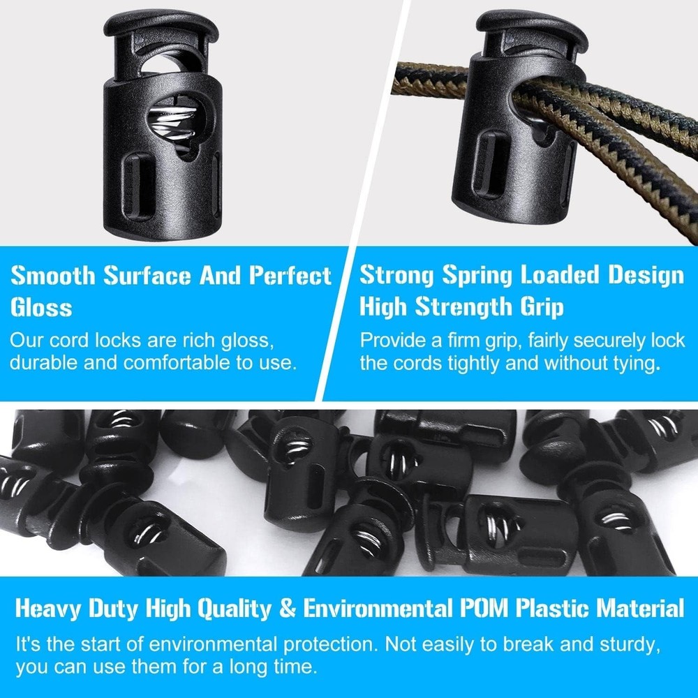 10 Pcs Durable POM Plastic Cord Locks - Secure Spring Toggles for Everyday Use
