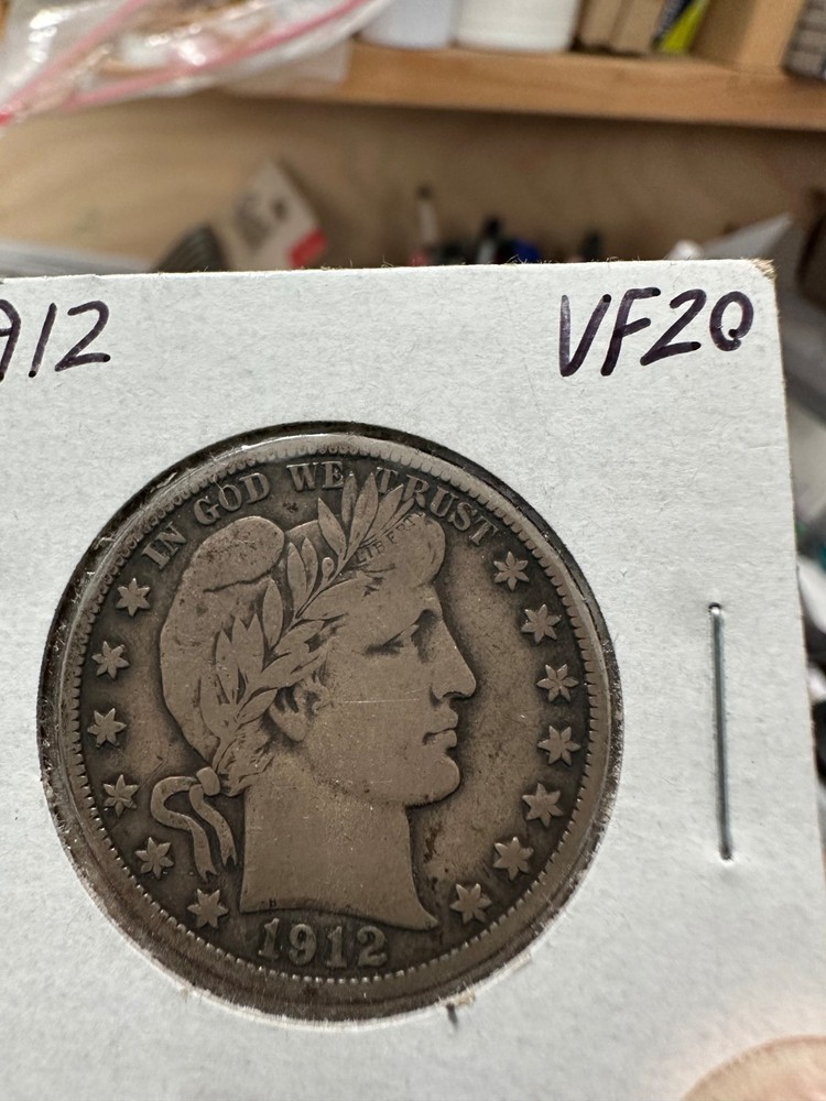 1912 s barber half dollar VF