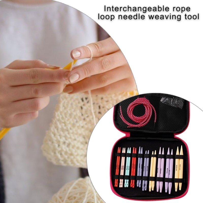 Circular Knitting Needle Set with Case, Interchangeable Knitting Needle Set