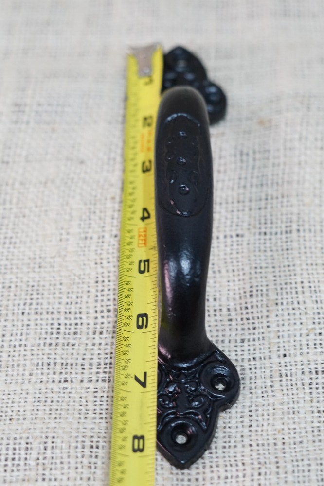 2 Large Cast Iron Antique Style Door Handles Gate Pull Shed Drawer Pulls Black