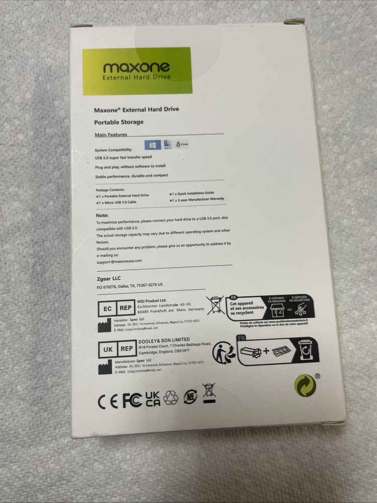 NEW - Maxone 2.5" 500GB External HDD USB 3.0