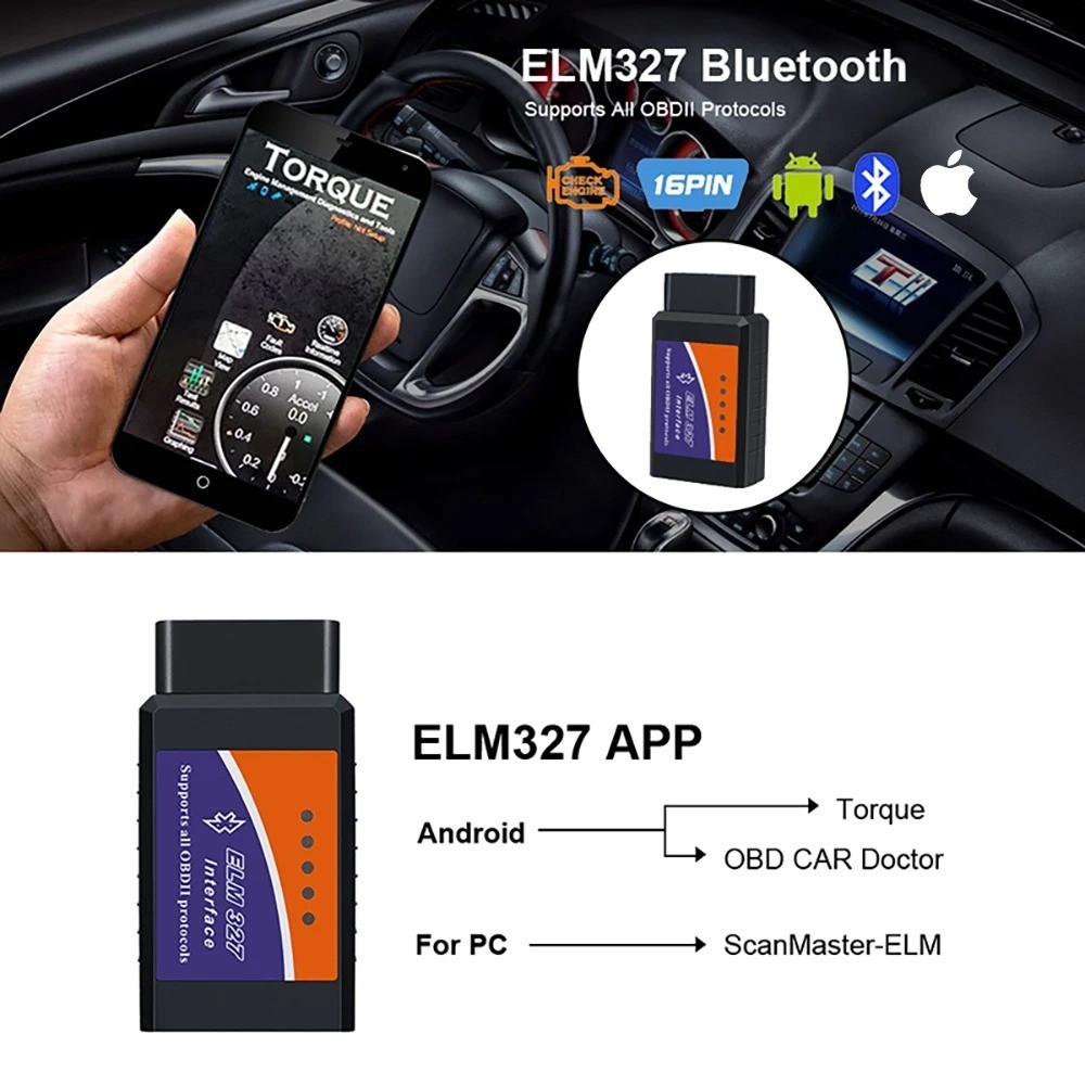 ELM327 V2.1Bluetooth OBD2 Code Reader Car Diagnostic Scanner for Android and iOS
