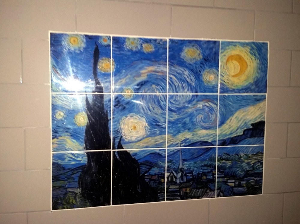 Vincent van Gogh Starry Night Ceramic Mural Backsplash Bath Tile #2186