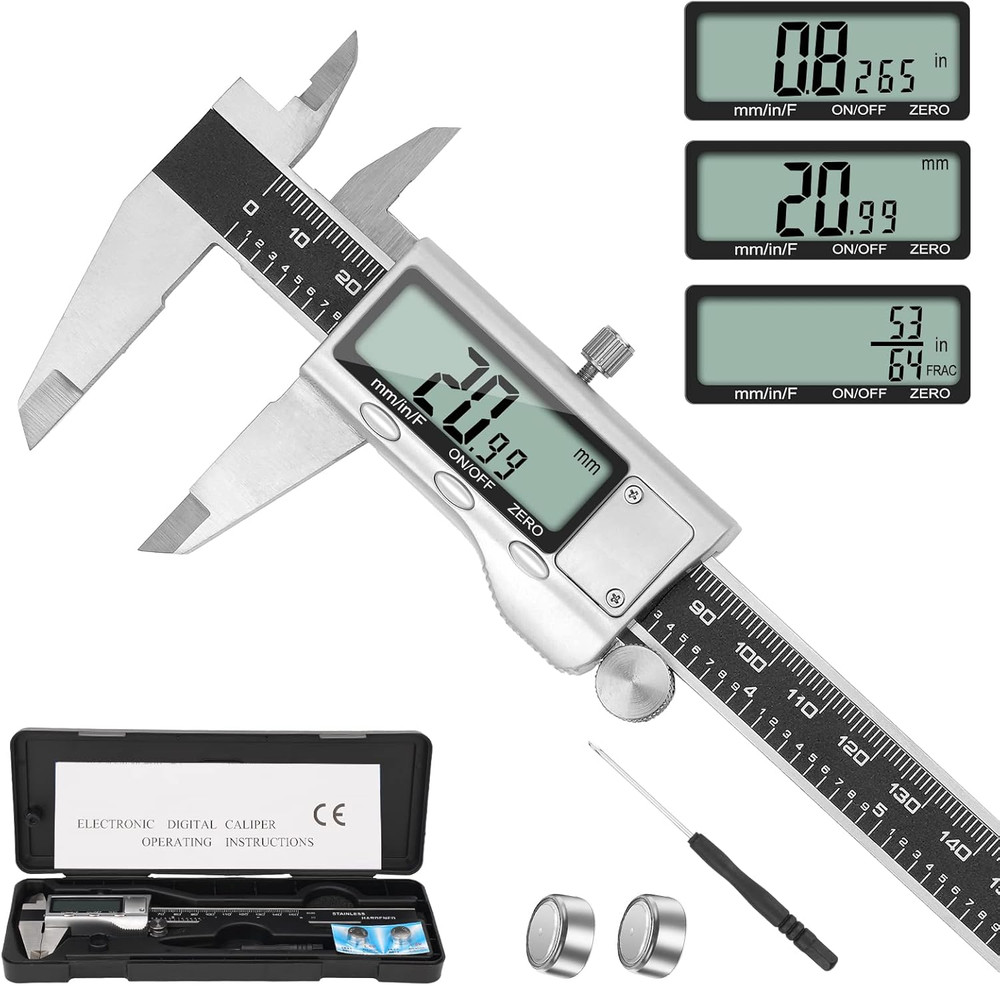 Digital Caliper Measuring Tool, 6 Inch Caliper Tool with Large LCD Screen, Ea...