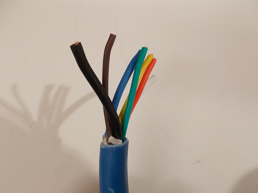 Arctic Blue 7 Way Trailer RV Cord- Cold Weather Wire- Double Contact Plug 12ft