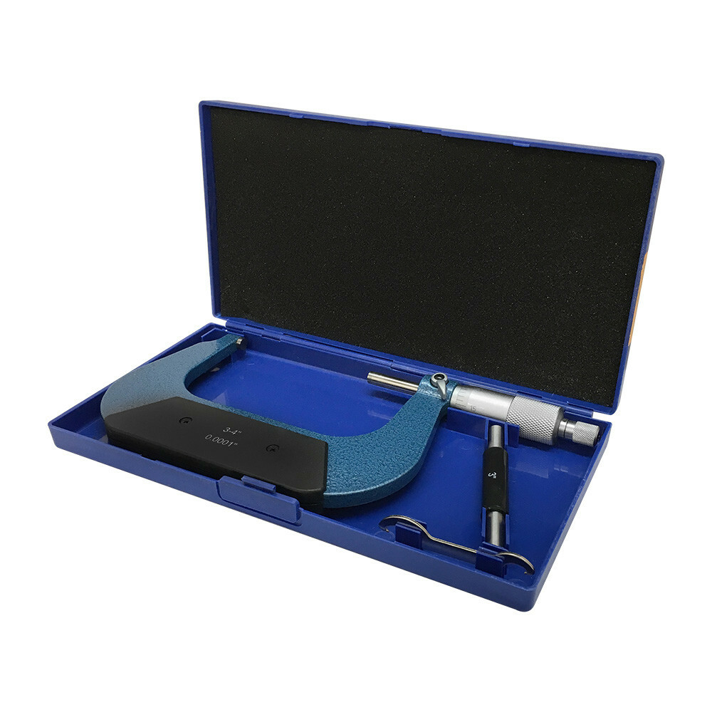 3-4'' Solid Metal Frame Outside Micrometer 0.0001" Graduation With Plastic Case
