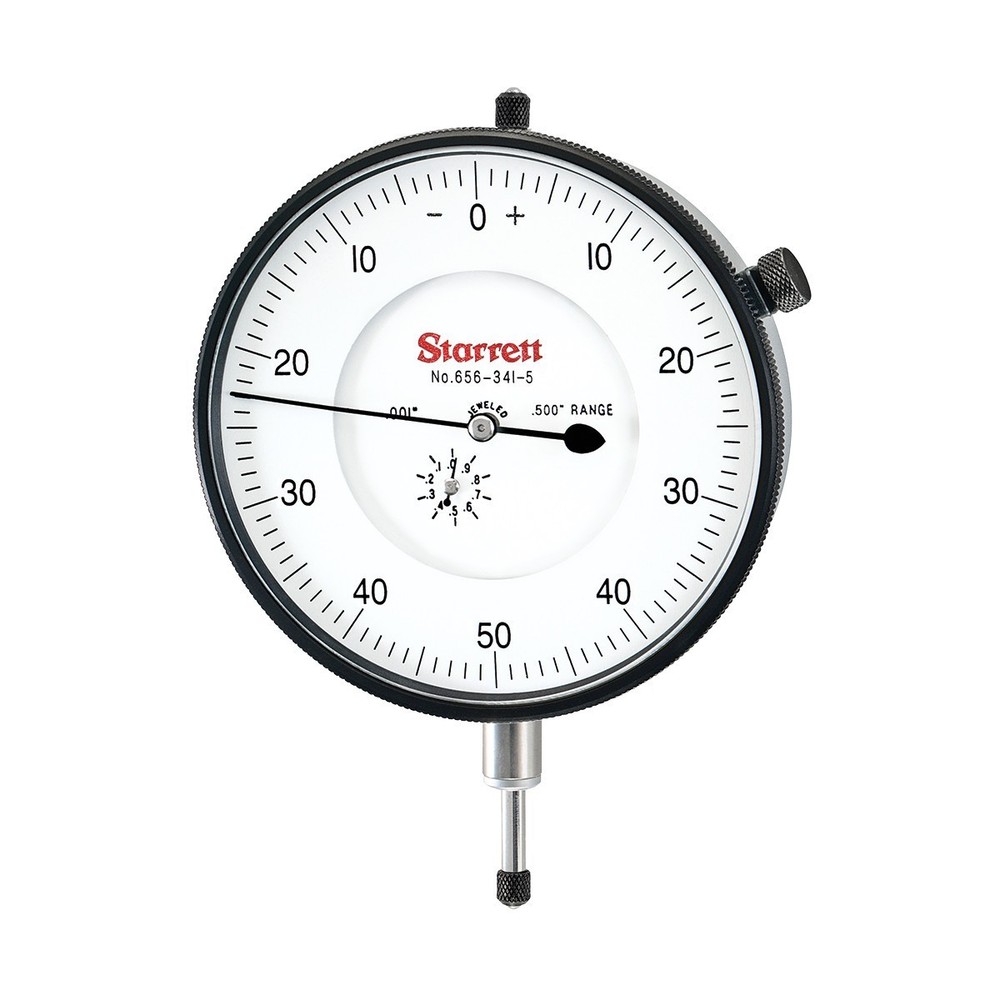 Starrett 656-341/5 Dial Indicator 0-.500" Range, Dial Reading 0-50-0