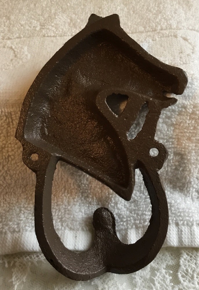 Vintage Cast Iron Horse Head Coat Hook Single