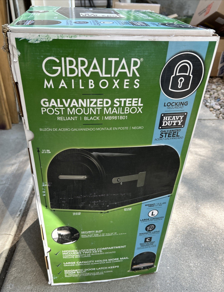 NEW LOCKING Mailbox Black NEVER OPENED Secure Safe LARGE Solar Group 236685