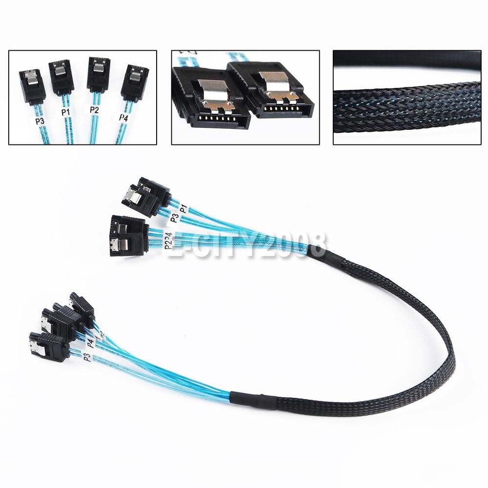 2Pcs 4 SATA 7pin to 4 SATA 7pin Target SSD Hard Disk Data Server Raid Cable 50CM