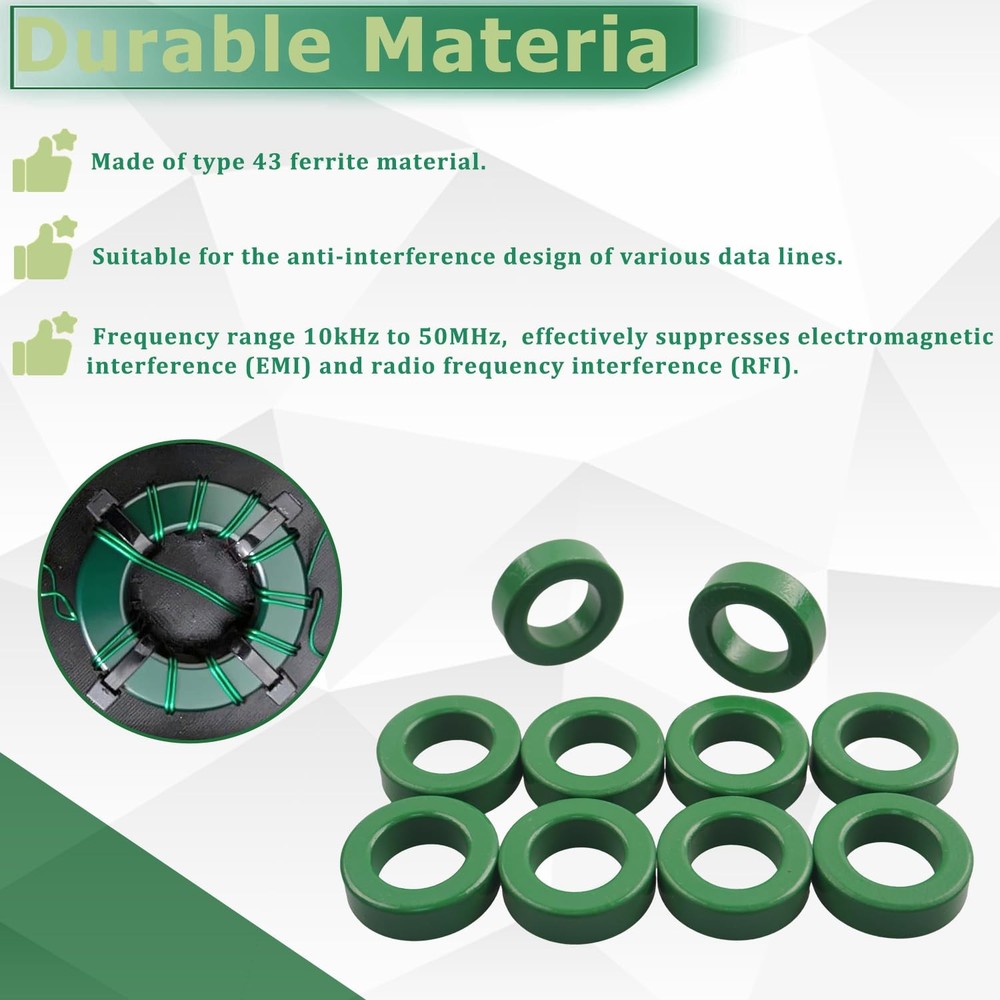 10 Pack Toroidal Ferrite Cores Compatible with FT-82-43 Ferrite Toroidal Core...