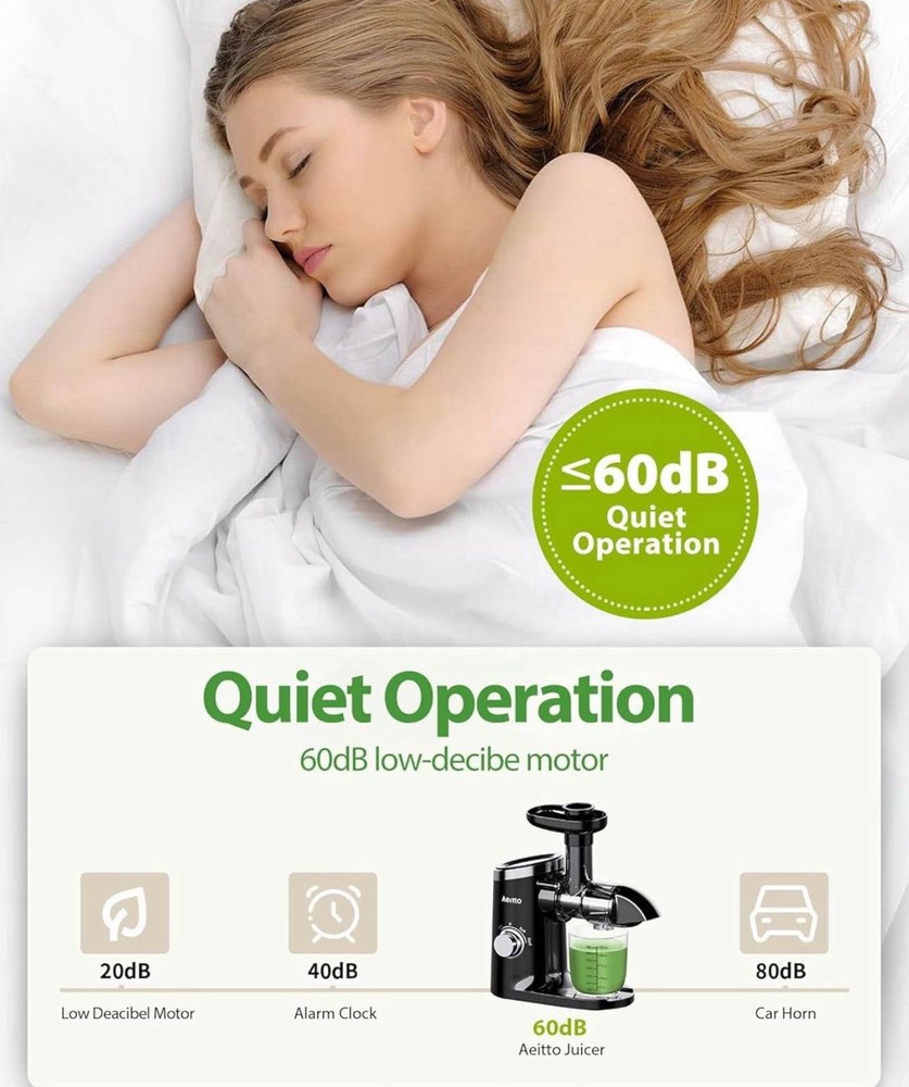 Aeitto 2-Speed Masticating Juicer, Juicer Machine with Reverse Function