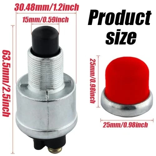 3Pcs Push Button Momentary Starter Switch, Weatherproof Engine Start Push