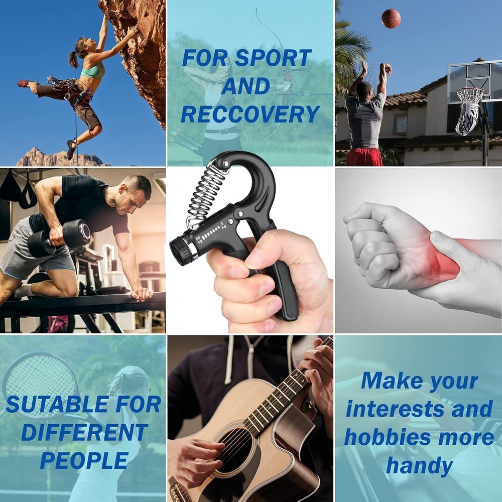 1 Pcs Hand Grip Strengthener Exerciser Workout Squeezer, black