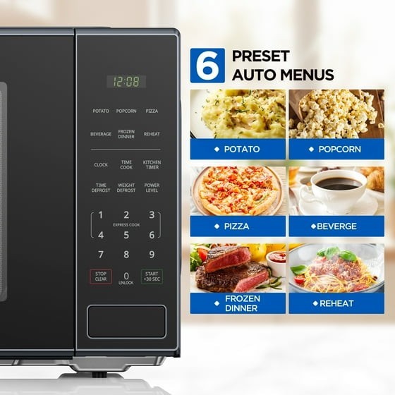 2.2 cu ft Countertop Microwave Oven, Black, New