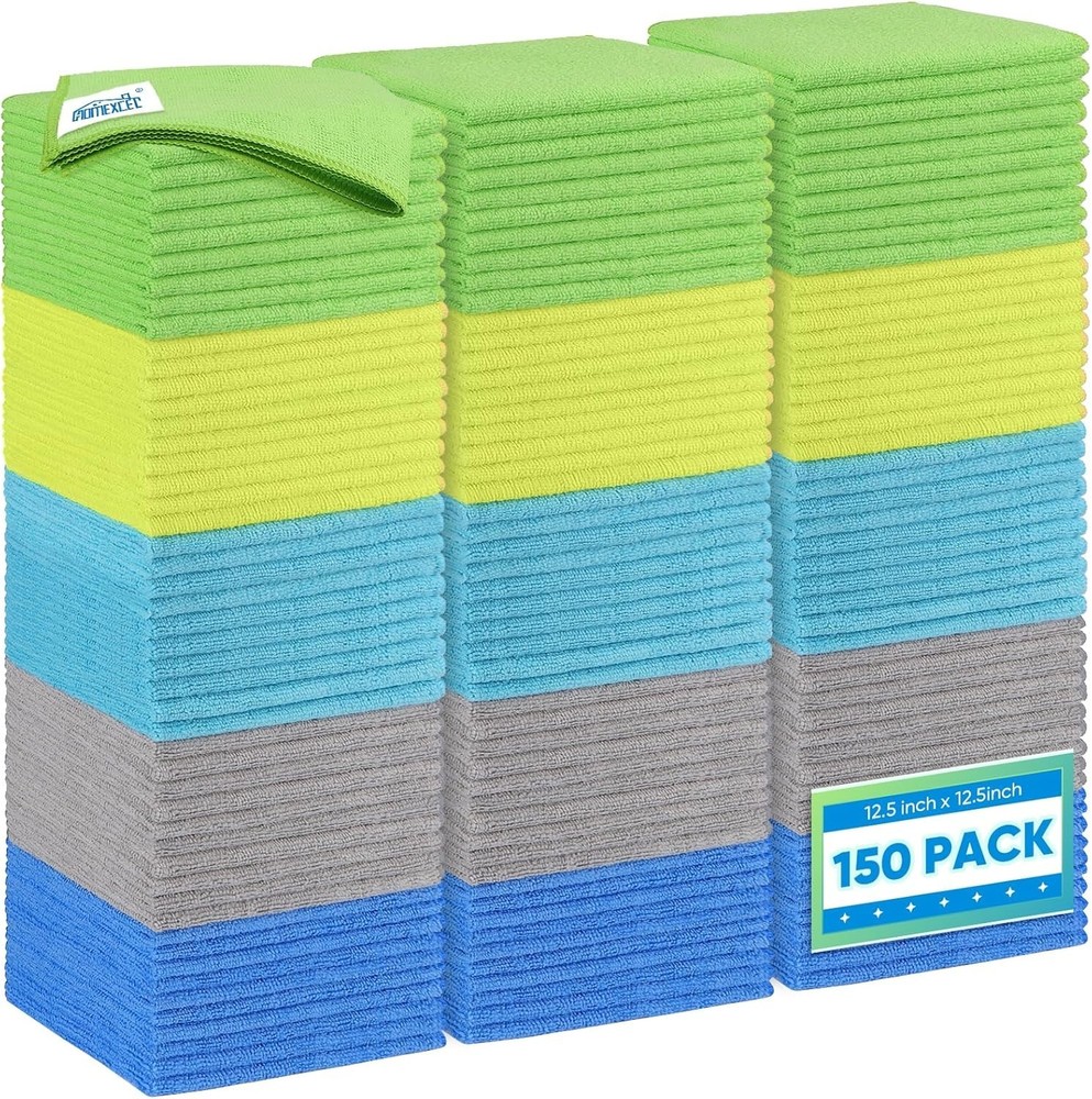 Bulk Pack of 150 Microfiber Cleaning Cloths - Multicolor