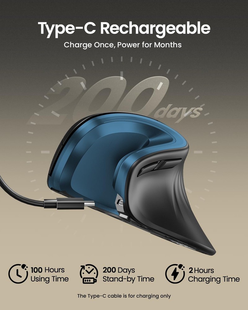 Ergonomic , EM11 NL Bluetooth Rechargeable Wireless Vertical , 3 Multi-Device...