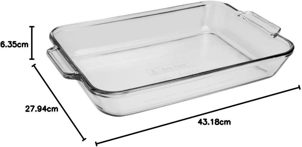 4.8 Quart Rectangular Glass Baking Dish (1 piece, tempered tough, dishwasher ...