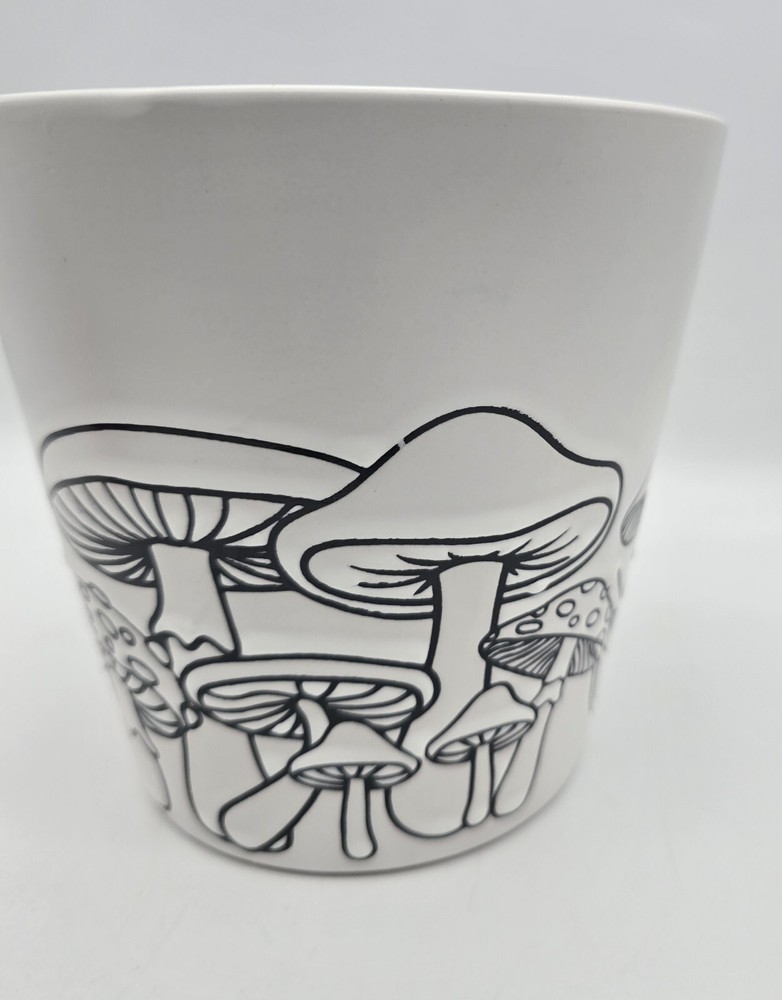 Heavy Ceramic Mushroom Planter White Pot Gardening ~ Retro Boho Spring Easter