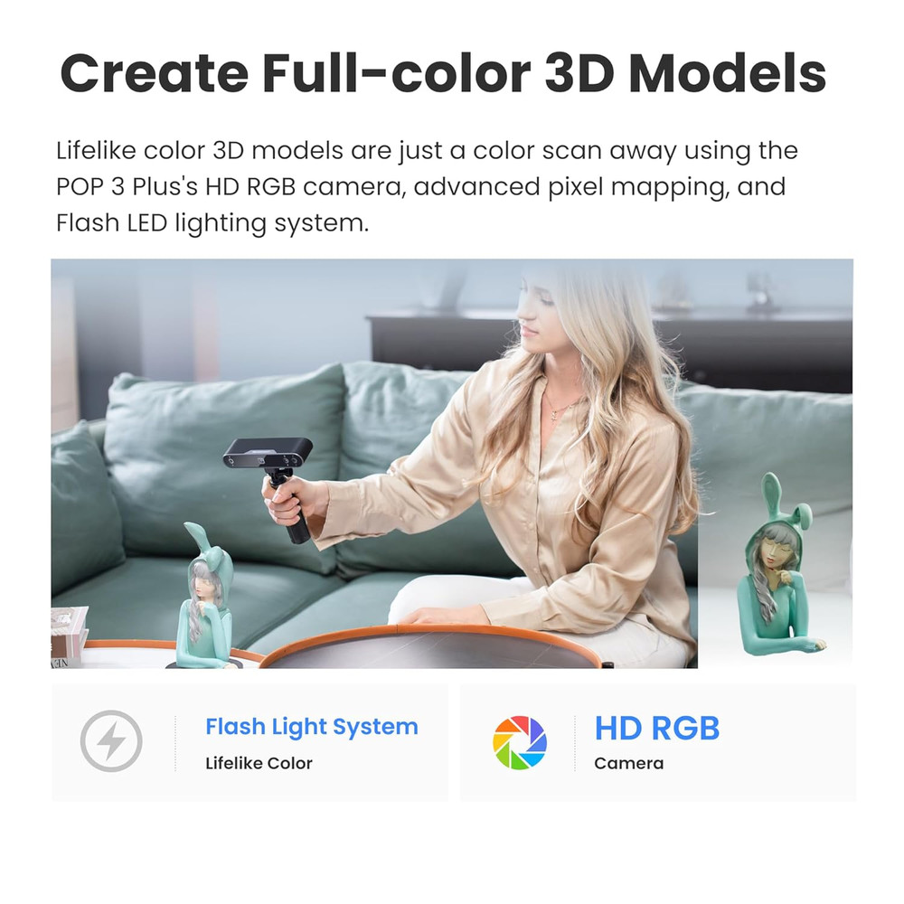 POP3 plus 3D Scanner for 3D Printing, Handheld 3D Printer Scanner 0.04Mm Precisi