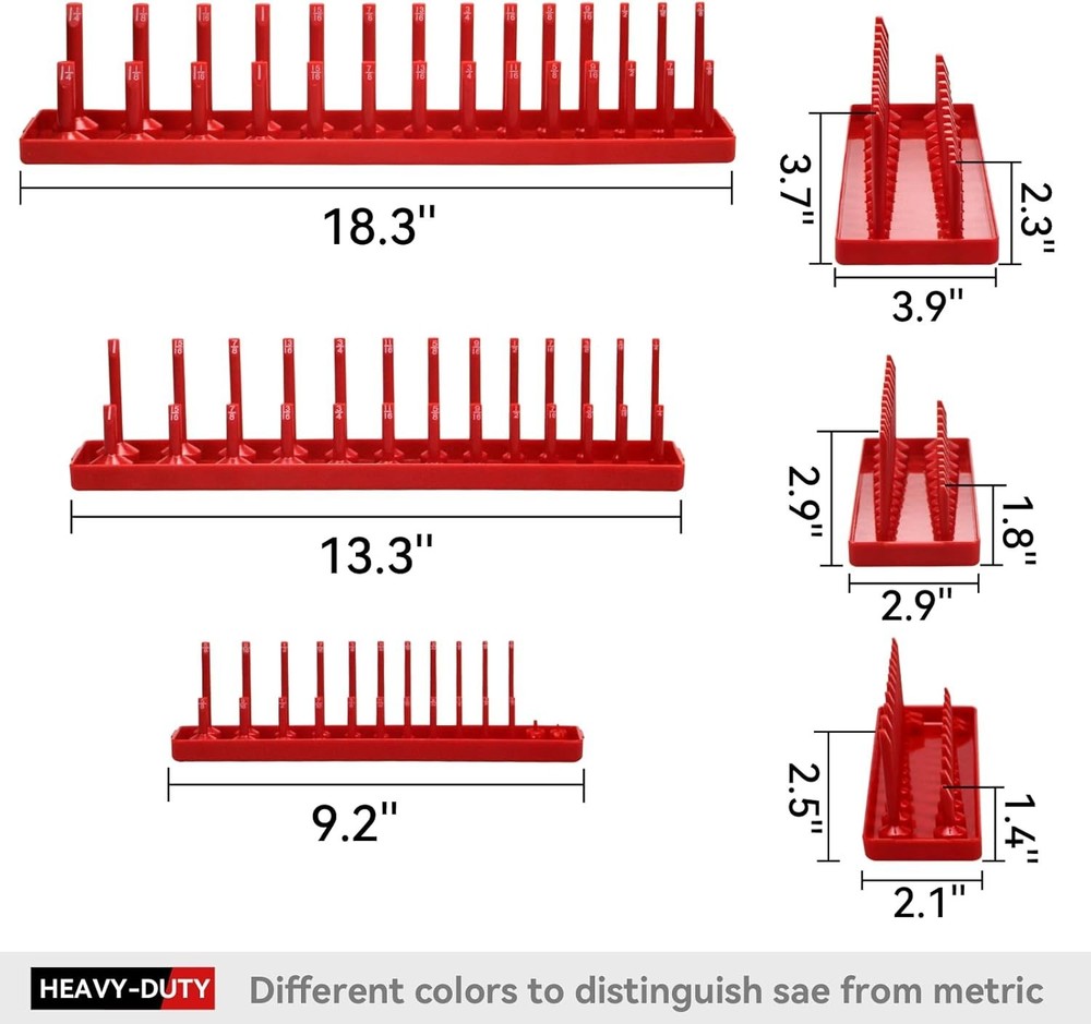 Toolbox Socket Organizer Set for Deep & Shallow Sockets, 6-Piece Collection