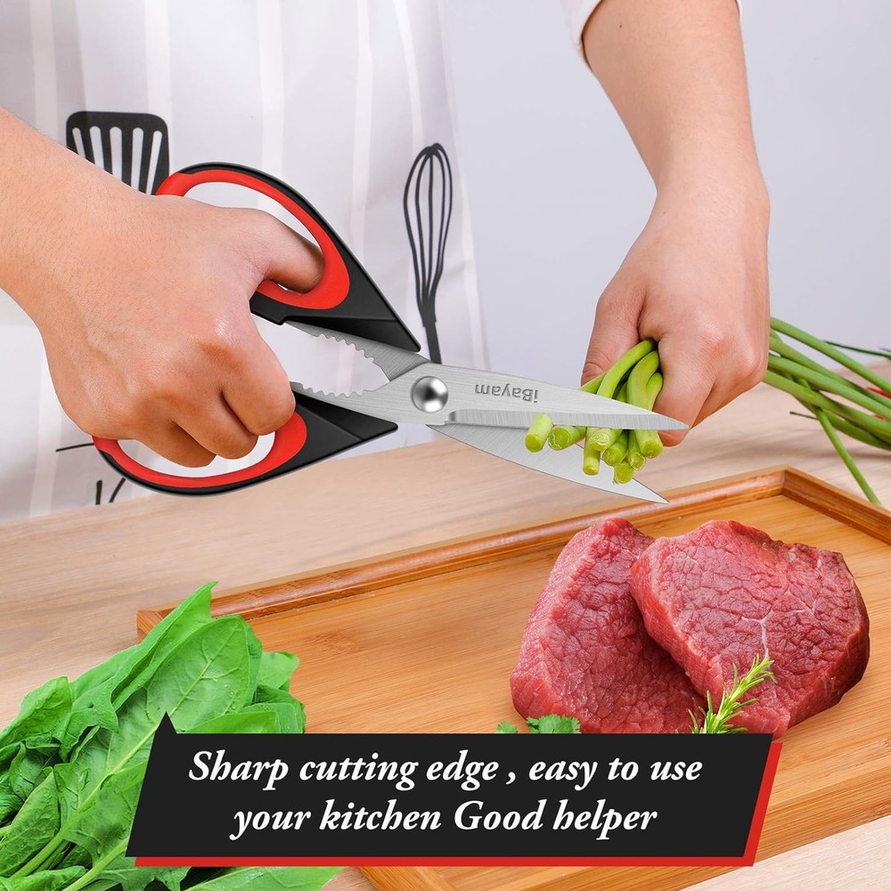 3Pack 8.5"Kitchen Scissors All Purpose Heavy Duty with Protective Sheath, Sof...