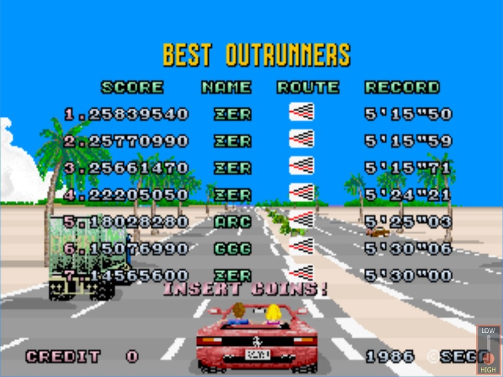 OutRun high score save kit with freeplay