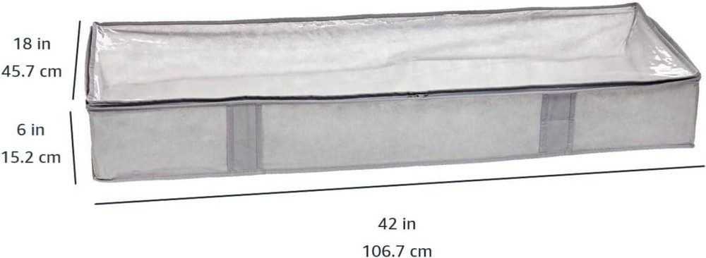 Versatile Fabric Under Bed Storage Containers with Zipper Closure - 2-Pack, Gray