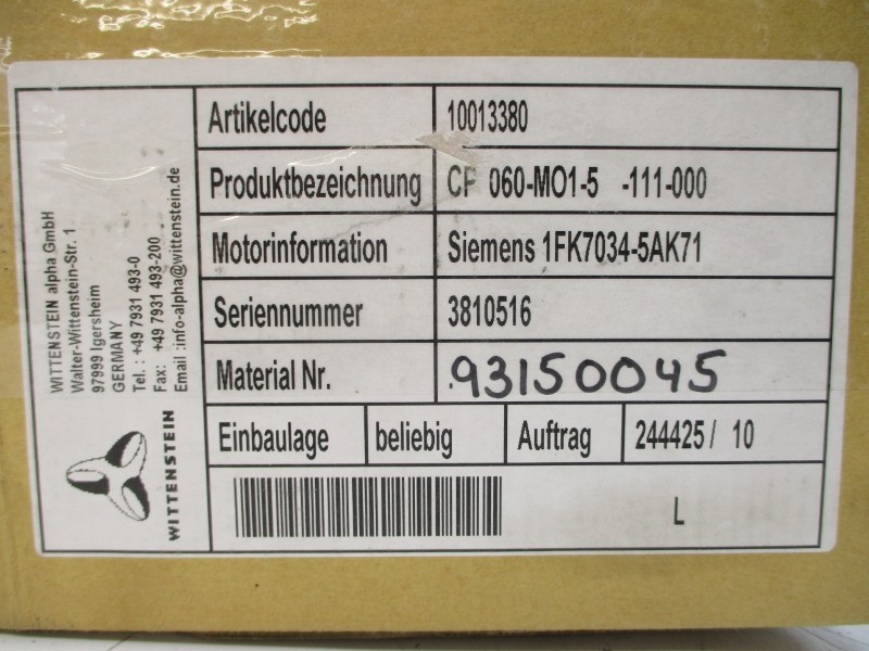 WITTENSTEIN CF060-MO1-5-111-000 NSMP
