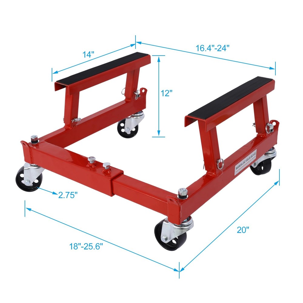 ⭐Motorcycle Engine Cradle Dolly,1500Lbs Adjustable Width &Height,Rubber Pads,