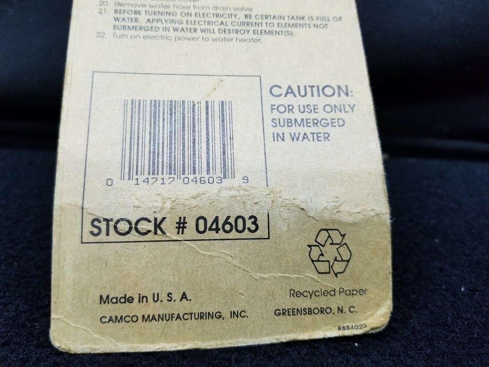 Camco 04603 Universal Water Heater Element 4500w 240v