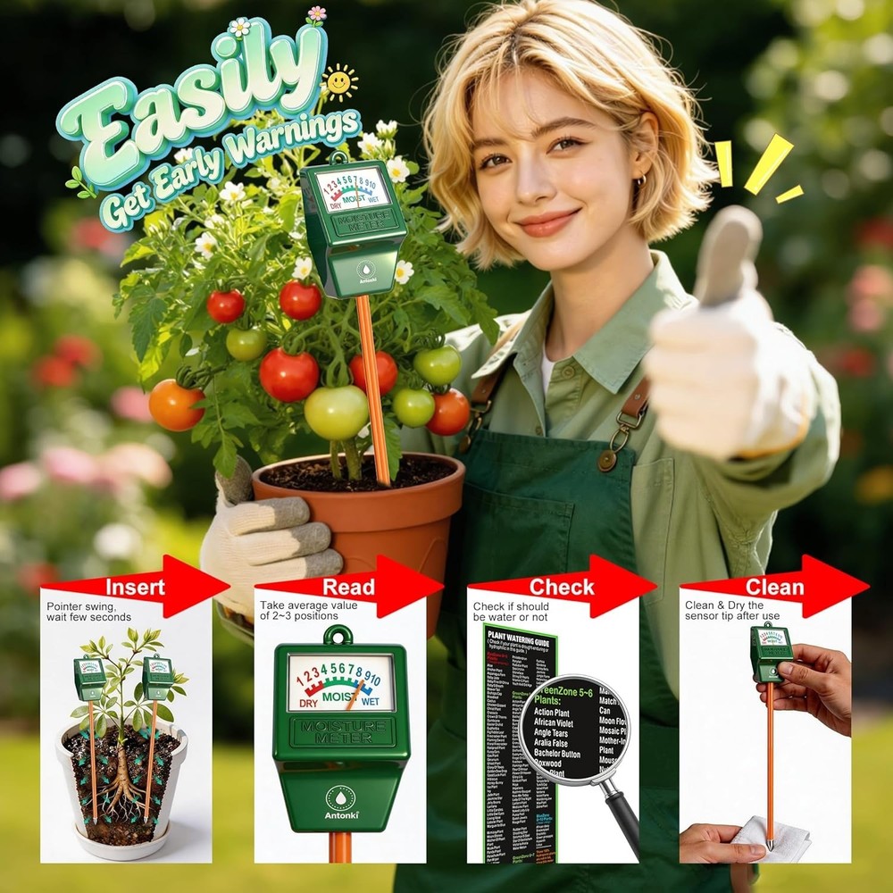 2 Pack Plant Water Meter, Soil Moisture Tester Hygrometer Sensor, Soil Water