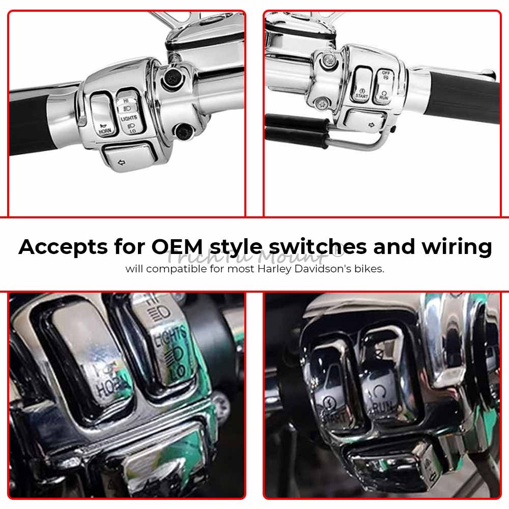 Handlebar Control Switch Housing Chrome Caps For Harley Softail Fat Boy FLSTF