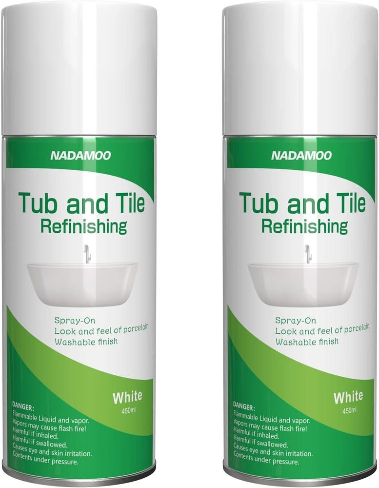 Easy Semi-Gloss Bathtub & Tile Spray Paint Kit - 2 Pack 450ml, Scratch Resistant