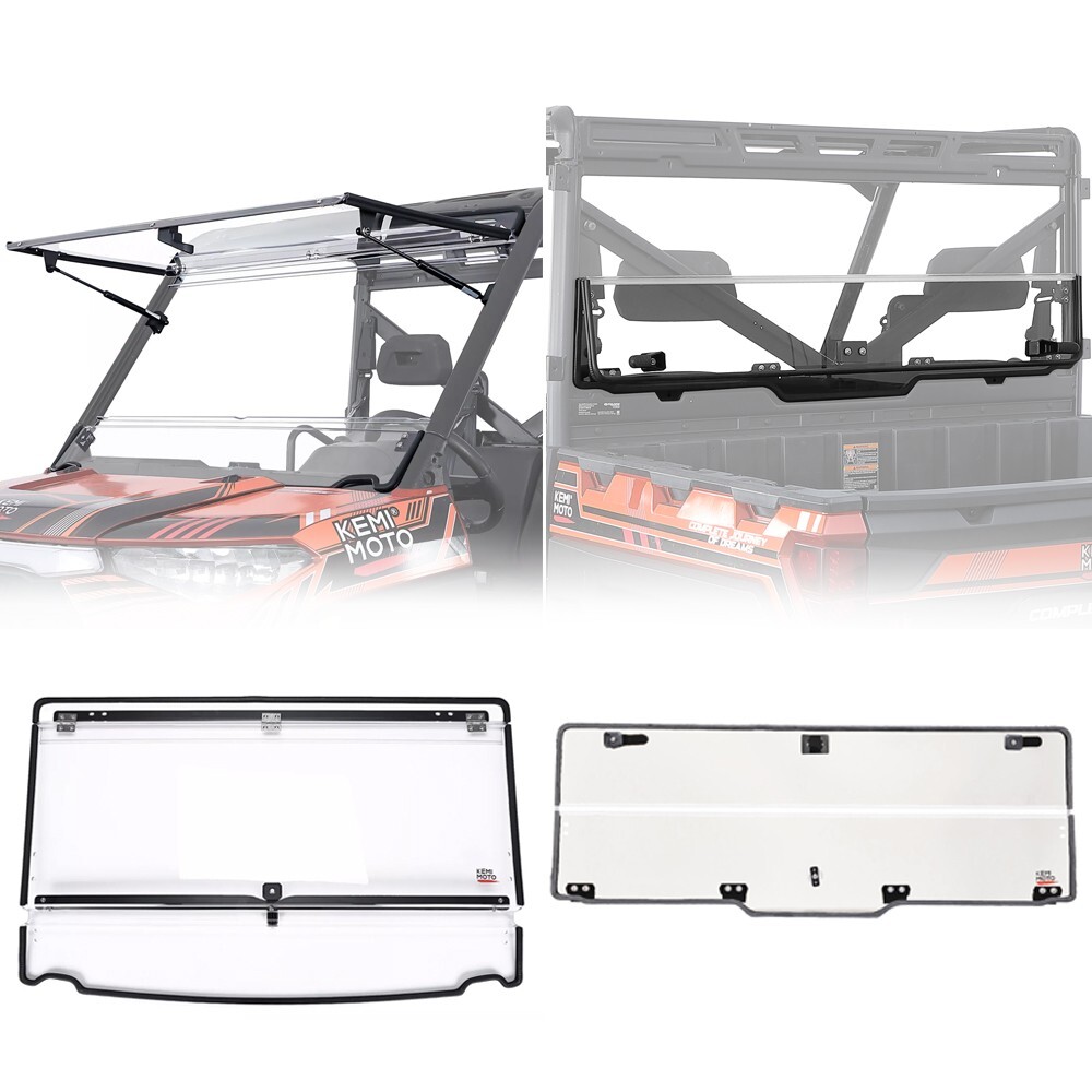 UTV Front Flip + Rear Flip Windshield for Polaris Ranger XP 900 XP  1000 Crew