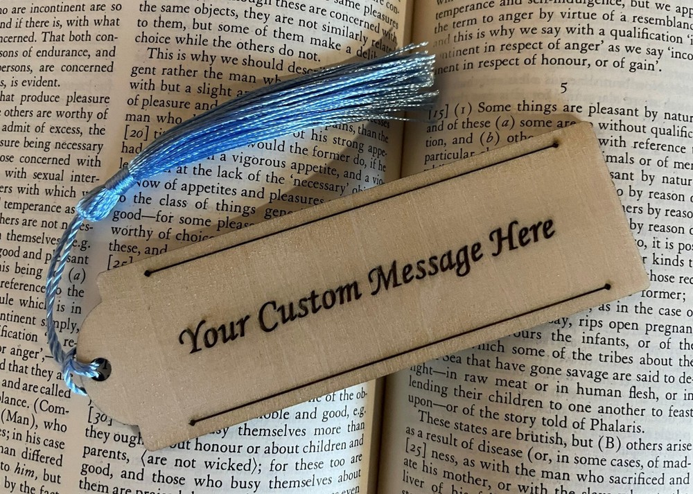 Engraved Custom Message Bookmark - Engraved Wooden Bookmark - Reader Gift