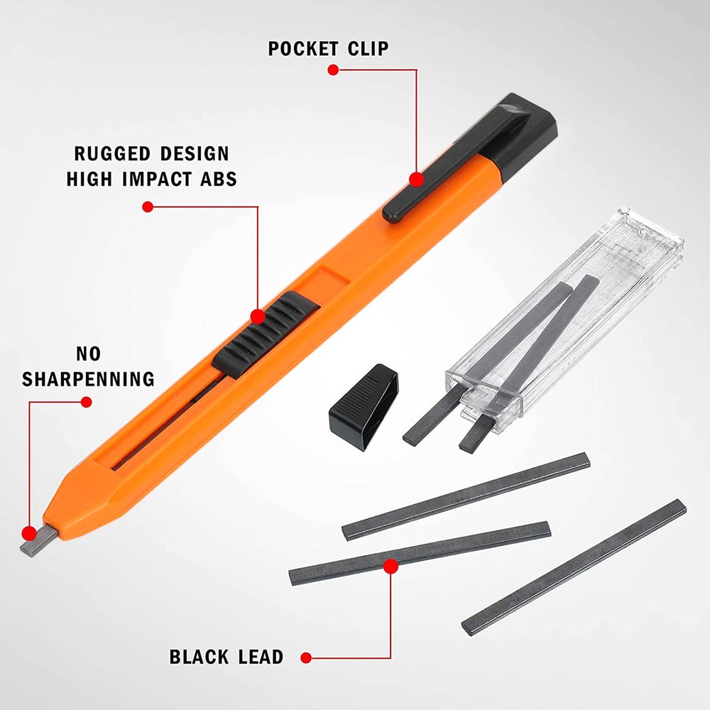 Mechanical Carpenter Pencil Scribing Tool Marker Set Kit With 6Pcs Refill