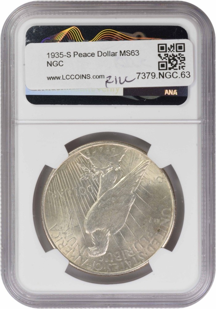 1935-S Peace Silver Dollar MS63 NGC