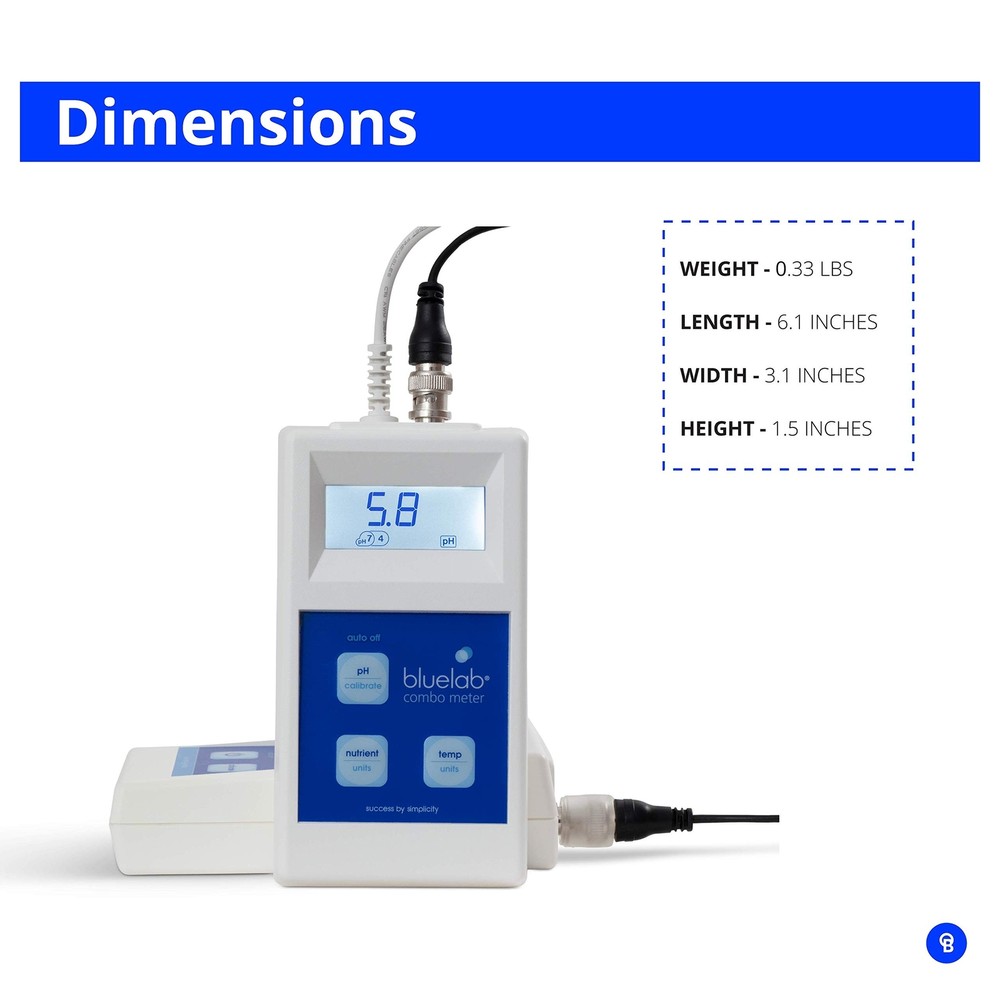 Bluelab METCOM Combo Meter for pH, Temperature, Conductivity (Nutrient) in Wa...