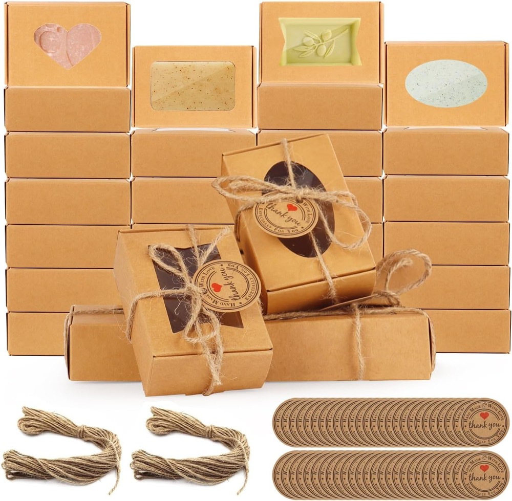 Kraft Soap Boxes with Window - Mini Soap  Boxes for Homemade
