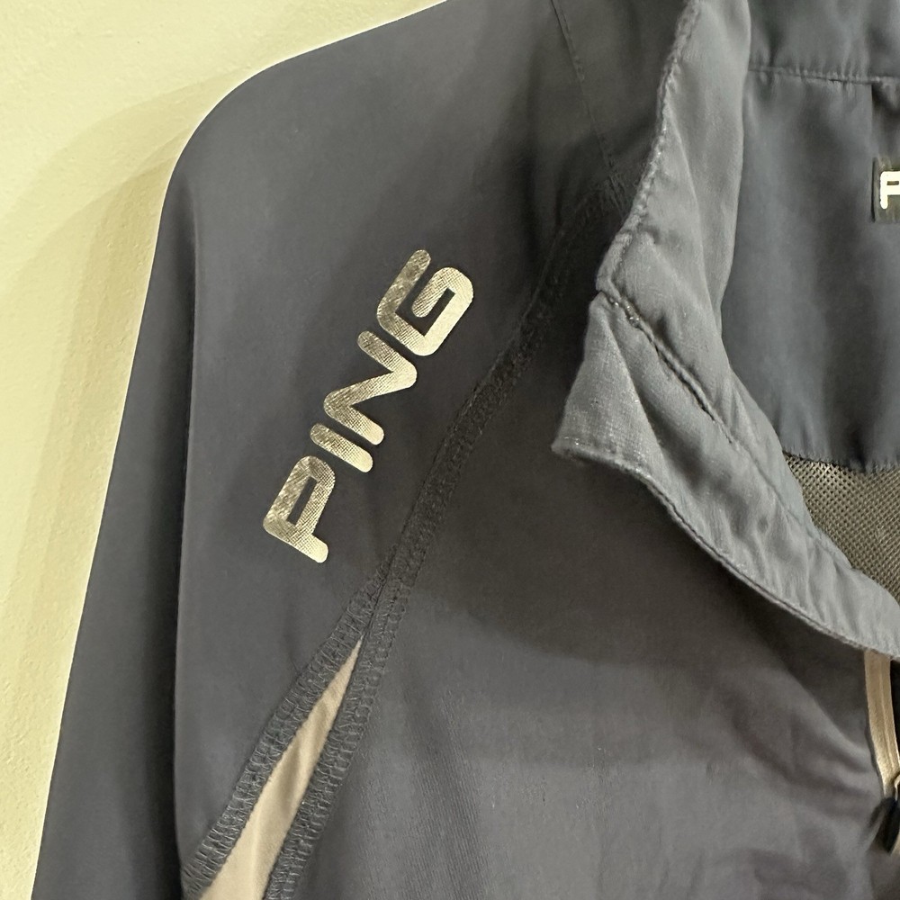 Ping Villanova Navy and Gray Quarter-Zip Golf Pullover Jacket. Size Large.