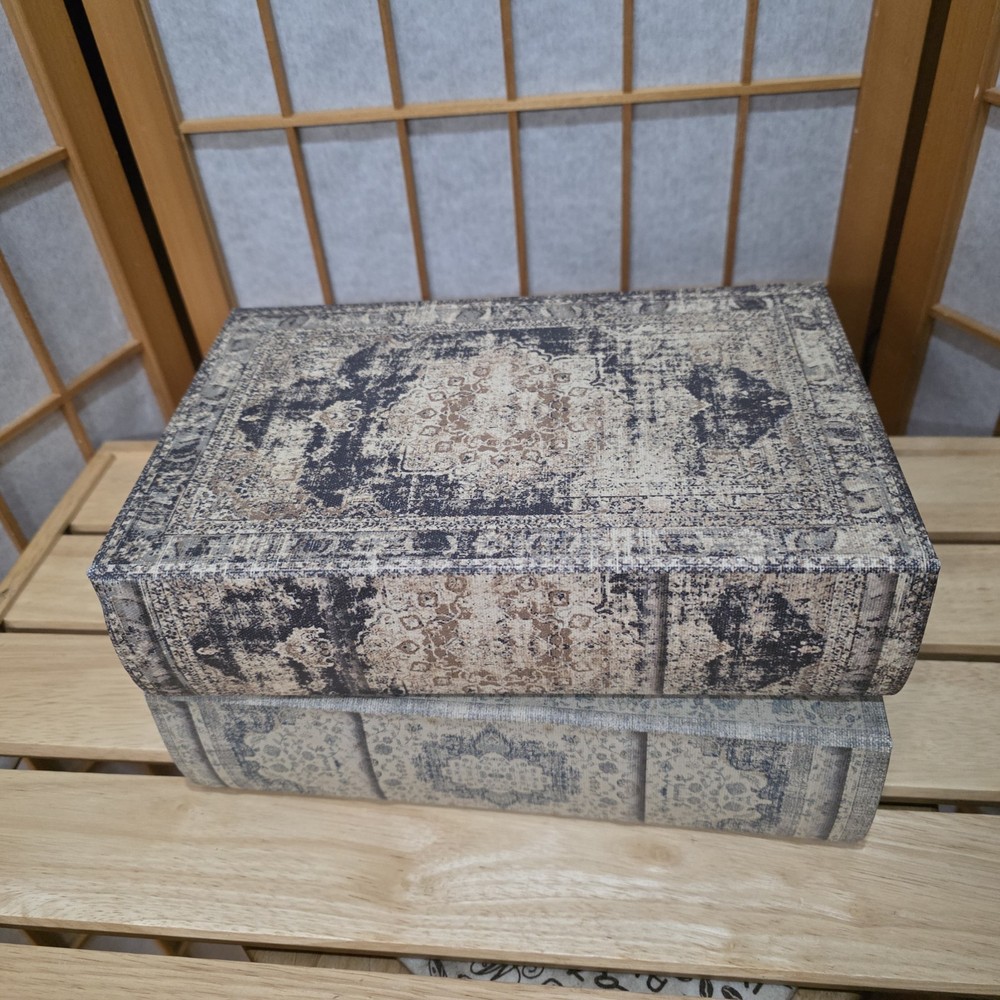 Faux Book Box Set Secret Storage Stash Keepsake Boxes Persian Pattern Distressed