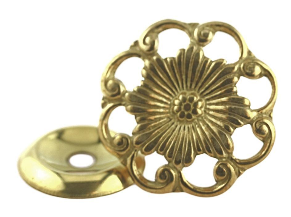 1-1/4" Victorian Lace & Flower Knob Solid Brass