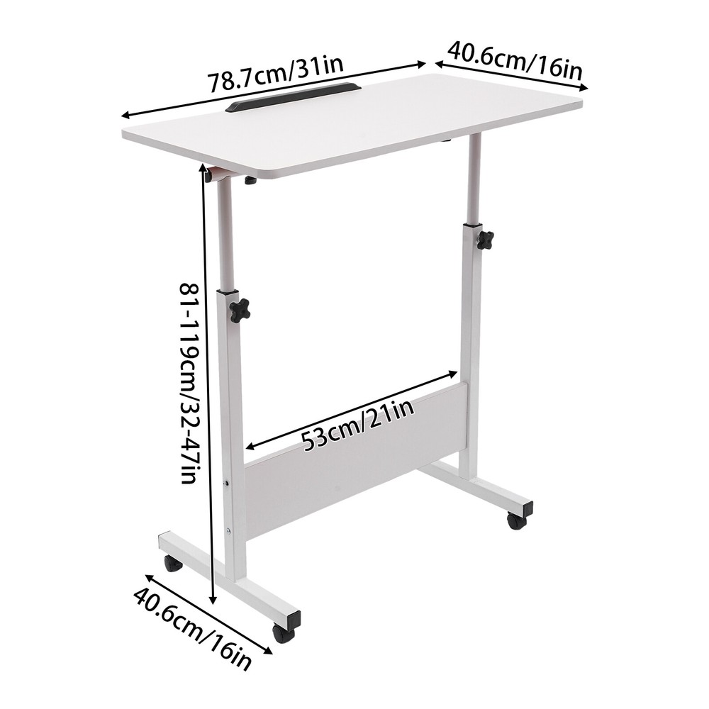 Adjustable Height Rolling Desk with Tilted Surface for Home and Office