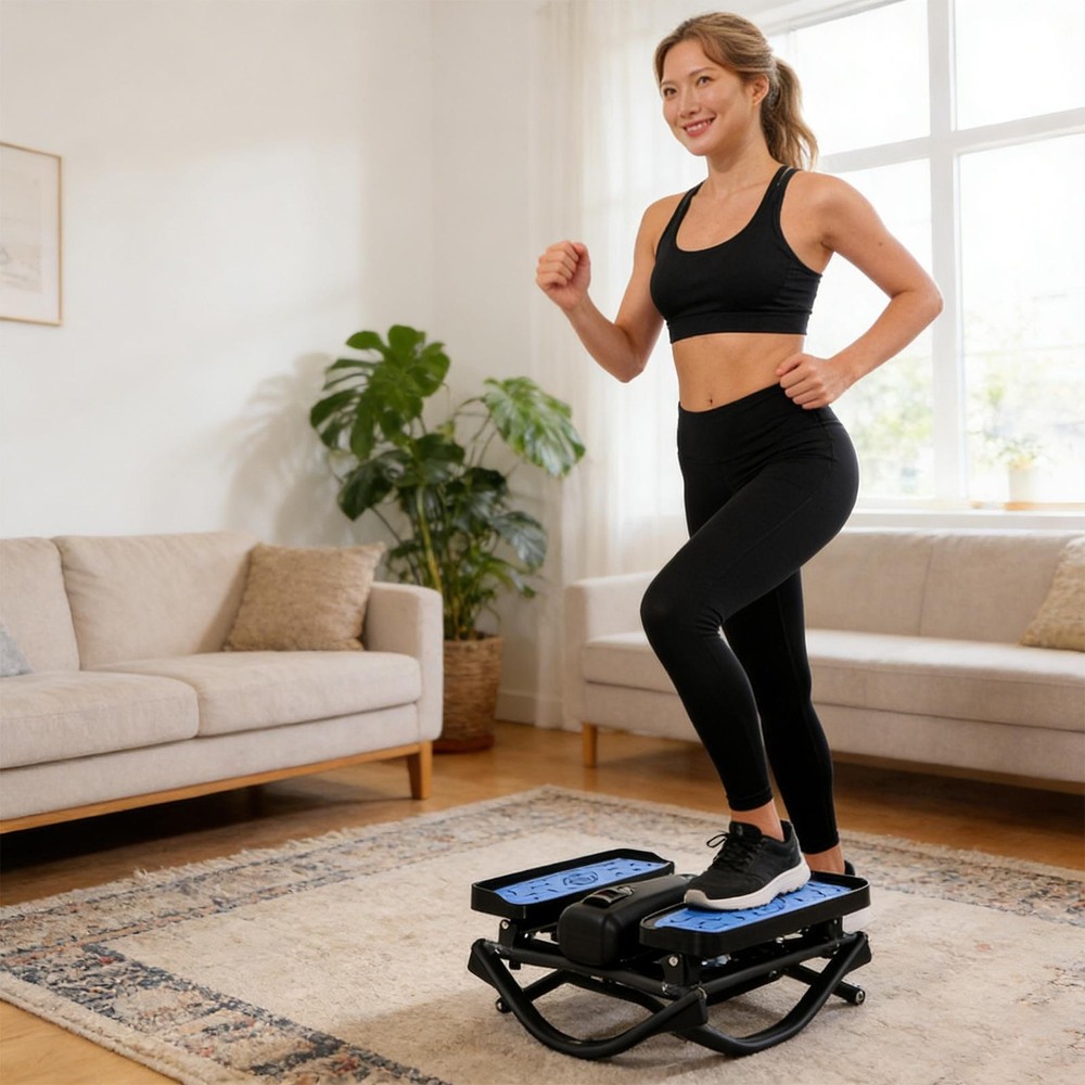 Side Stepper Exercise Machine with Resistance Bands - Compact Home Stair Stepper