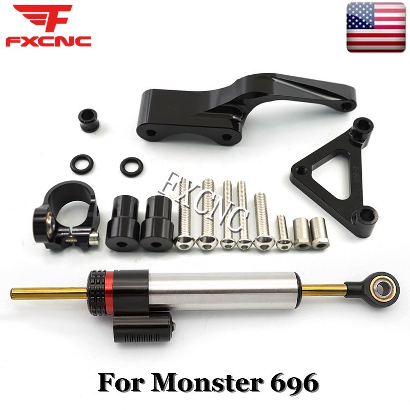 Adjust Steering Damper Stabilizer & Mounting Bracket Kit For Ducati Monster 696