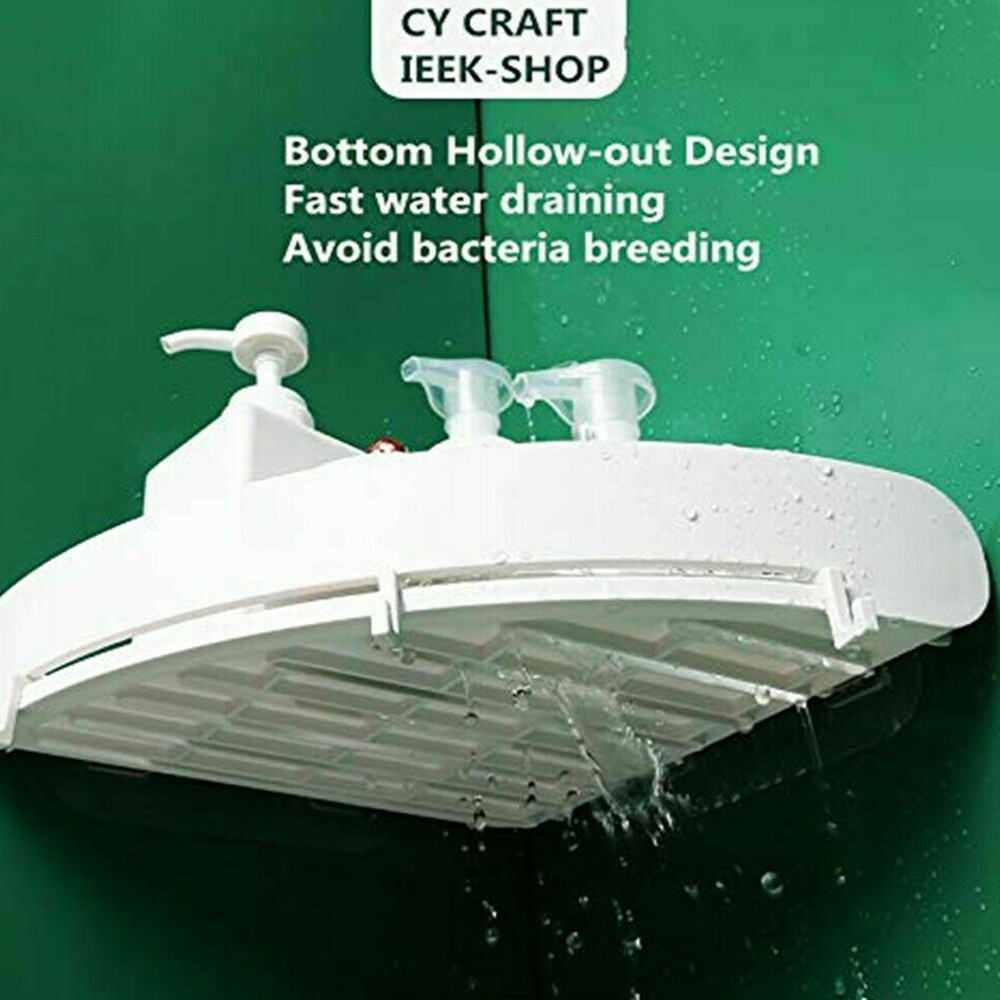 US 1-2Pc Triangular Shower Shelf Corner Storage Rack Bathroom Organizer Holder